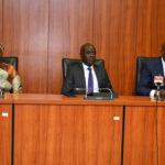 Aminu Maida, the EVC of Nigerian Communications Commission (Middle) and Cardoso Olayemi, the Governor the Central Bank (Right) of Nigeria during the signing of the MoU. Image source: NCC